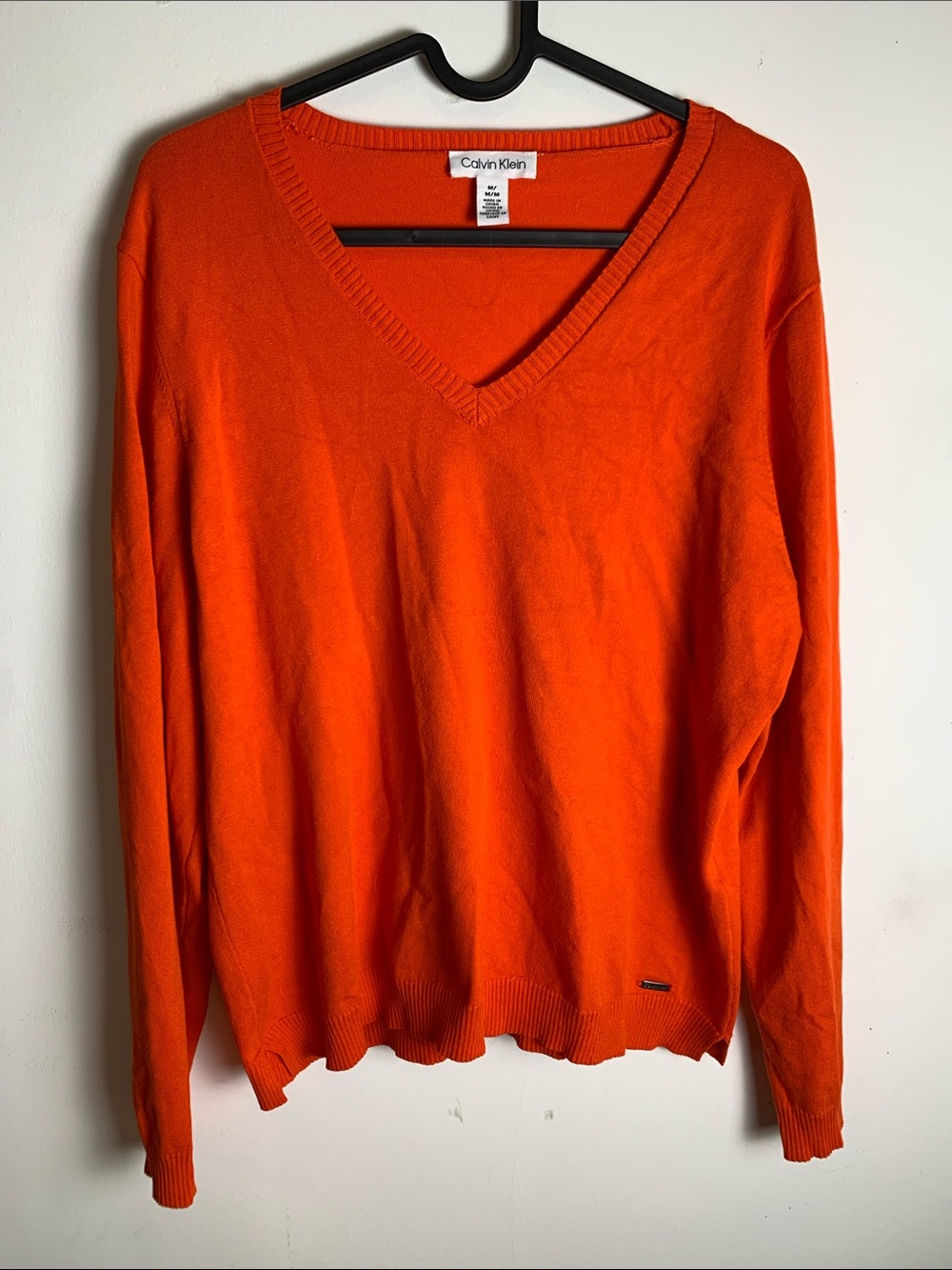 Calvin Klein Bright Orange V-Neck Sweater